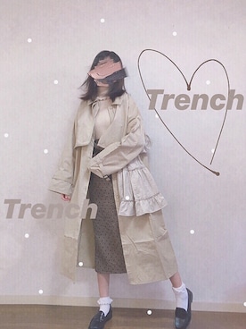 「merry jenny（メリージェニー）のアイテム（トレンチコート）」を使った、shiyuriさん（レディース・160cm）の春コーディネート