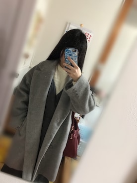 「one after another NICE CLAUP（ワンアフターアナザーナイスクラップ）のアイテム（チェスターコート）」を使った、ヒカリさん（レディース・147cm）の秋コーディネート