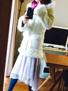 「EGOIST（エゴイスト）のアイテム（ムートンコート）」を使った、maria170さん（レディース・170cm）の冬コーディネート