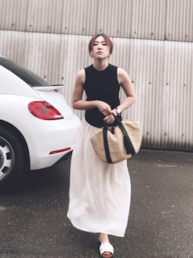 「TORY BURCH（トリーバーチ）のアイテム（腕時計）」を使った、YUKAさん（レディース・154cm）の夏コーディネート