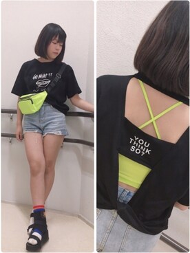 こいのきさん♡使用「ANAP（BACKツイストプリントTシャツ）」的時尚穿搭