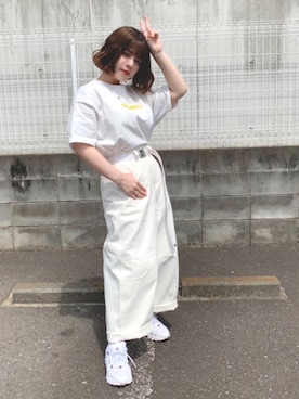 「155㎝コーデ」｜「アイテム（カーゴパンツ）」を使った、AiNAさん（レディース・155cm）の春コーディネート
