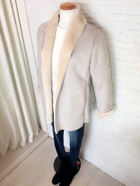 「Bou Jeloud（ブージュルード）のアイテム（ムートンコート）」を使った、minkさん（レディース・165cm）の冬コーディネート