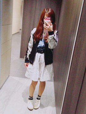 「しまむら（シマムラ）のアイテム（スタジャン）」を使った、Ri-koさん（レディース・148cm）の秋コーディネート