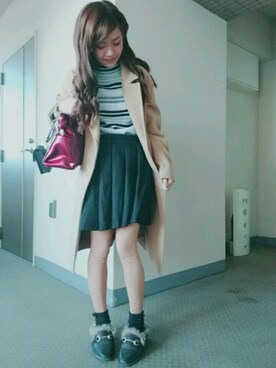 「プチプラミックス」｜「アイテム（チェスターコート）」を使った、Ri-koさん（レディース・148cm）の冬コーディネート