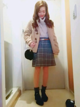 「Honeys（ハニーズ）のアイテム（ダッフルコート）」を使った、Ri-koさん（レディース・148cm）の冬コーディネート