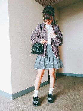 「MIXXO（ミッソ）のアイテム（ノーカラージャケット）」を使った、Ri-koさん（レディース・148cm）の春コーディネート