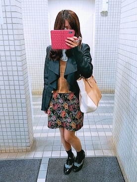 「カジュアルガーリー」｜「アイテム（ライダースジャケット）」を使った、Ri-koさん（レディース・148cm）の春コーディネート