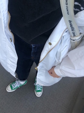 「ハイウエストストレートジーンズ」｜「アイテム（ナイロンジャケット）」を使った、maruさん（レディース・161cm）の夏コーディネート