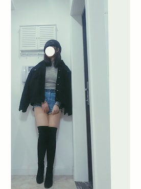 「MURUA（ムルーア）のオーバーボアＧジャン（ブルゾン）」を使った、Hannnaさん（レディース・165cm）の冬コーディネート