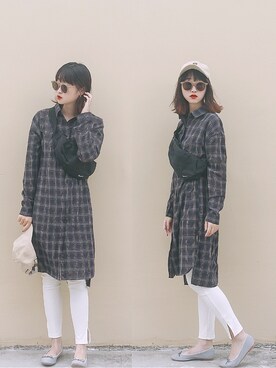 「RED CHOP WORKS（レッドチョップワークス）のアイテム（レギンス/スパッツ）」を使った、Hannnaさん（レディース・165cm）の秋コーディネート