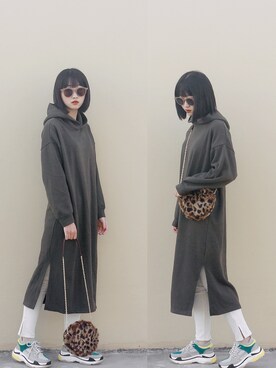 「RED CHOP WORKS（レッドチョップワークス）のアイテム（レギンス/スパッツ）」を使った、Hannnaさん（レディース・165cm）の秋コーディネート