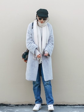 「one way（ワンウェイ）のアイテム（その他アウター）」を使った、Hannnaさん（レディース・165cm）の冬コーディネート