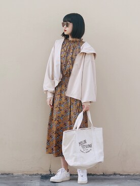 「one after another NICE CLAUP（ワンアフターアナザーナイスクラップ）のアイテム（ブルゾン）」を使った、Hannnaさん（レディース・165cm）の春コーディネート