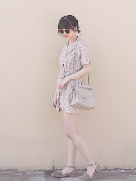 「アイテム（つなぎ/オールインワン、ベージュ系）」を使った、Hannnaさん（レディース・165cm）の春コーディネート