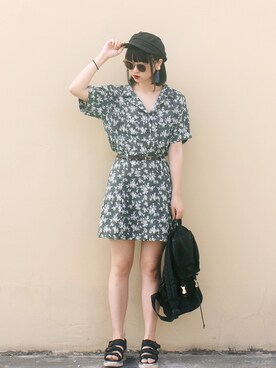 「GRL（グレイル）のアイテム（バックパック/リュック）」を使った、Hannnaさん（レディース・165cm）の夏コーディネート