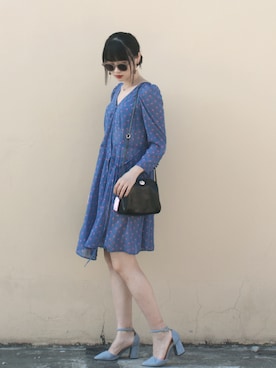 「blue」｜「アイテム（パンプス）」を使った、Hannnaさん（レディース・165cm）の夏コーディネート