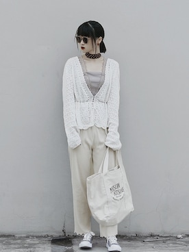 「Omekashi（オメカシ）のVレースフレンチプルオーバー（Tシャツ/カットソー）」を使った、Hannnaさん（レディース・165cm）の秋コーディネート