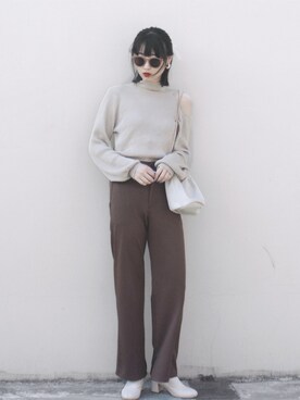 「日系极简」｜「アイテム（ブーツ）」を使った、Hannnaさん（レディース・165cm）の春コーディネート