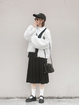 「oversize」｜「アイテム（ブルゾン）」を使った、Hannnaさん（レディース・165cm）の冬コーディネート