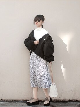 「oversize」｜「アイテム（マウンテンパーカー）」を使った、Hannnaさん（レディース・165cm）の冬コーディネート