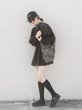 「ブラウンコーデ」｜「アイテム（チュニック）」を使った、Hannnaさん（レディース・165cm）の春コーディネート