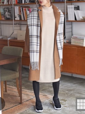 「コート」｜「アイテム（チュニック）」を使った、凛さん（レディース・156cm）の冬コーディネート