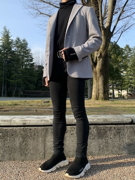「アイテム（テーラードジャケット、シルバー系）」を使った、ryさん（メンズ・170cm）の冬コーディネート