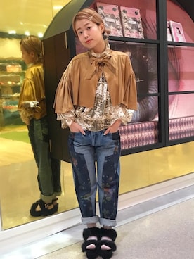 「あちゃちゅむ」｜「アイテム（パンツ）」を使った、竹内柚衣さん（レディース・149cm）の夏コーディネート