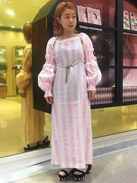 「あちゃちゅむ」｜「アイテム（ワンピース/ドレス）」を使った、竹内柚衣さん（レディース・149cm）の夏コーディネート