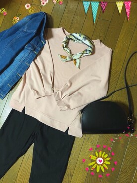 「袖ボリューム」｜「アイテム（財布/小物）」を使った、Haru☺︎♡さん（レディース・157cm）の春コーディネート