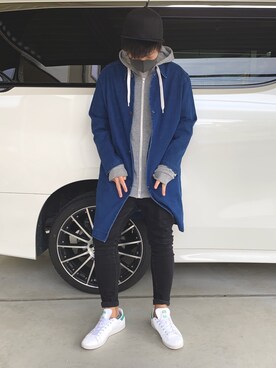 「ZARA（ザラ）のアイテム（ステンカラーコート）」を使った、X.Hiideさん（メンズ・178cm）の秋コーディネート