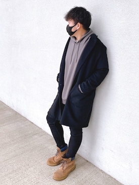 「URBAN RESEARCH（アーバンリサーチ）のアイテム（チェスターコート）」を使った、X.Hiideさん（メンズ・178cm）の春コーディネート