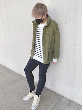 「SWAGGER（スワッガー）のアイテム（ジャケット/アウター）」を使った、X.Hiideさん（メンズ・178cm）の春コーディネート