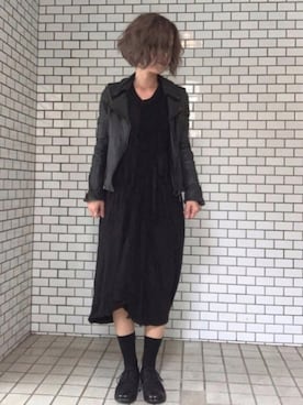 「zucca」｜「アイテム（ライダースジャケット）」を使った、ふけみんさん（レディース・155cm）の夏コーディネート