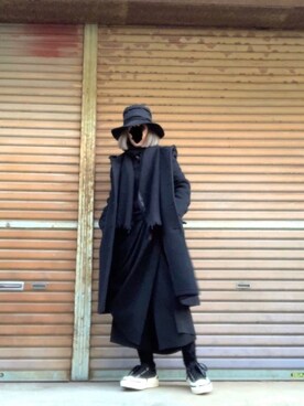 「Yohji Yamamoto（ヨウジヤマモト）のアイテム（スニーカー）」を使った、ふけみんさん（レディース・154cm）の冬コーディネート