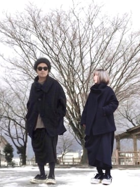 「Yohji Yamamoto（ヨウジヤマモト）のアイテム（スニーカー）」を使った、ふけみんさん（レディース・154cm）の冬コーディネート