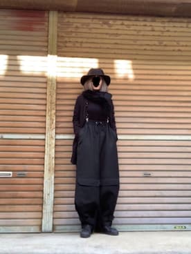 「Yohji Yamamoto（ヨウジヤマモト）のアイテム（カーディガン/ボレロ）」を使った、ふけみんさん（レディース・154cm）の冬コーディネート