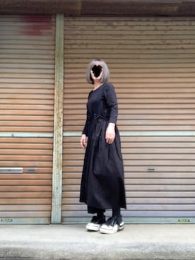「Yohji Yamamoto（ヨウジヤマモト）のアイテム（スニーカー）」を使った、ふけみんさん（レディース・154cm）の春コーディネート