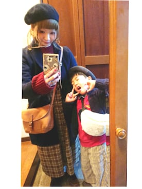 「Honeys（ハニーズ）のアイテム（ステンカラーコート）」を使った、mek0さん（レディース・151cm）の冬コーディネート