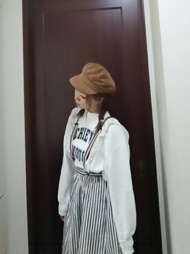 「フォローミー」｜「アイテム（キャスケット）」を使った、mek0さん（レディース・151cm）の冬コーディネート