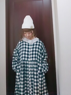 「いつもありがとうございます」｜「アイテム（ニットキャップ/ビーニー）」を使った、mek0さん（レディース・151cm）の冬コーディネート