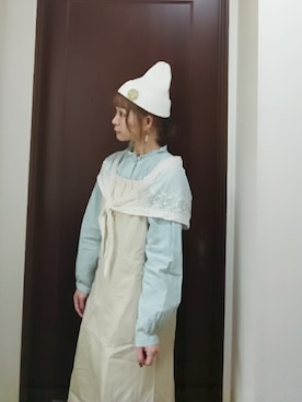 「いつもありがとうございます」｜「アイテム（ニットキャップ/ビーニー）」を使った、mek0さん（レディース・151cm）の冬コーディネート