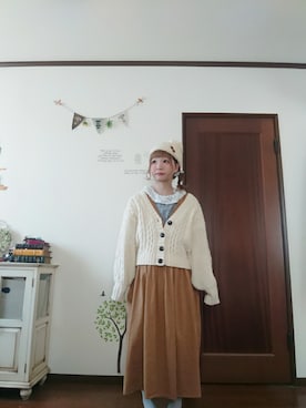 「いつもありがとうございます」｜「アイテム（ニットキャップ/ビーニー）」を使った、mek0さん（レディース・151cm）の冬コーディネート
