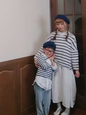 「部屋撮り」｜「アイテム（ハンチング/ベレー帽）」を使った、mek0さん（レディース・151cm）の春コーディネート