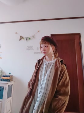「秋のカフェオレコーデ」｜「アイテム（その他アウター）」を使った、mek0さん（レディース・151cm）の秋コーディネート