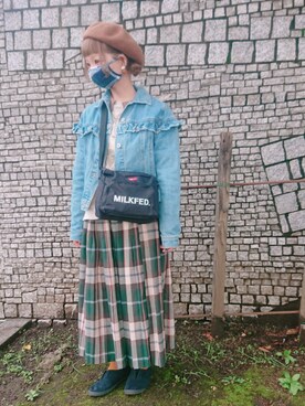 「Bleu Bleuet（ブルーブルーエ）のアイテム（ハンチング/ベレー帽）」を使った、mek0さん（レディース・151cm）の秋コーディネート