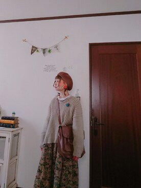 「Bleu Bleuet（ブルーブルーエ）のアイテム（ハンチング/ベレー帽）」を使った、mek0さん（レディース・151cm）の秋コーディネート