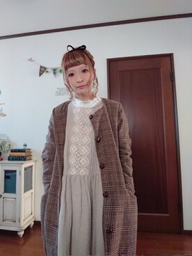 「チェック柄に恋してる」｜「アイテム（ノーカラージャケット）」を使った、mek0さん（レディース・151cm）の秋コーディネート