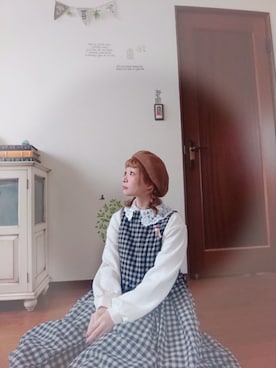 「Bleu Bleuet（ブルーブルーエ）のアイテム（ハンチング/ベレー帽）」を使った、mek0さん（レディース・151cm）の秋コーディネート